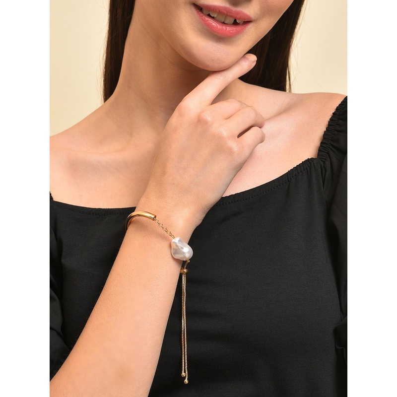 SOHI Women Pearls Gold-Plated Link Bracelet
