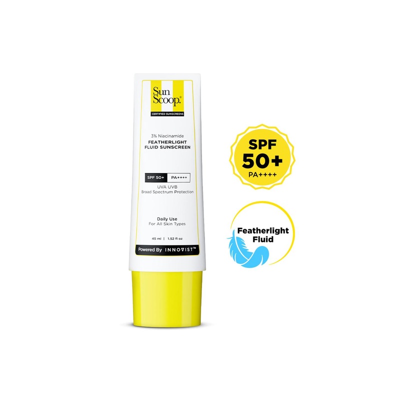 SunScoop 3% Niacinamide Feather Light Fluid Sunscreen With SPF 50+ PA++++ – 45 ml