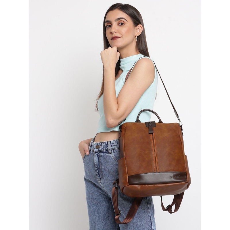 VISMIINTREND Women Tan PU Leather 13\