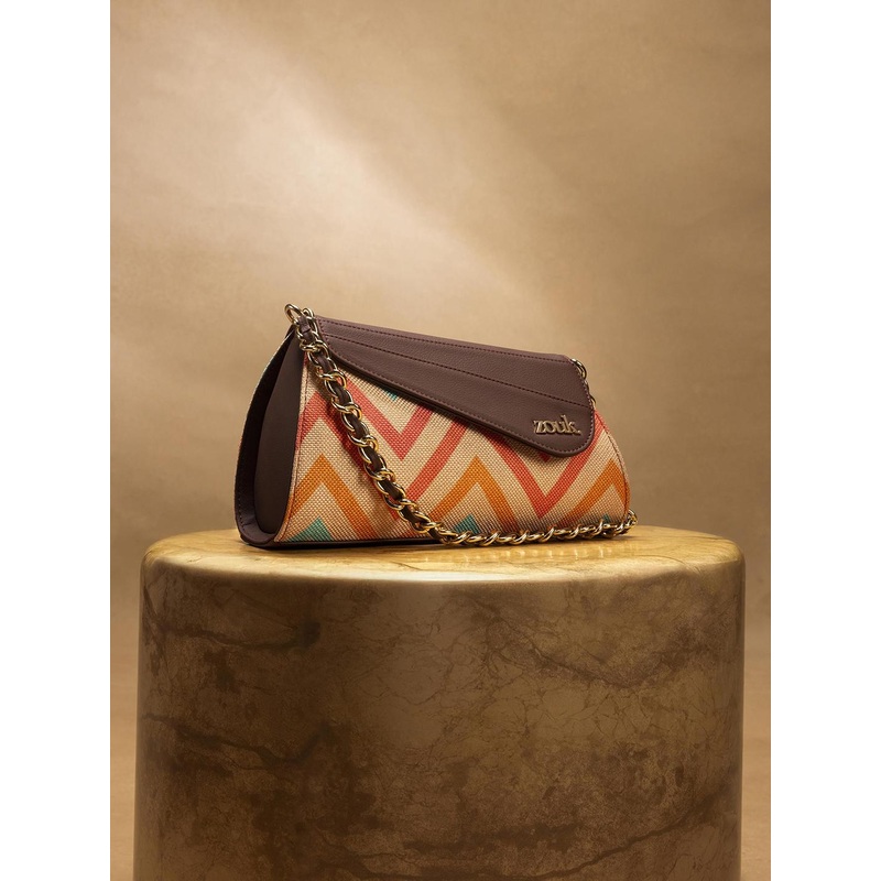ZOUK Printed Structured Sling Bag with Quilted