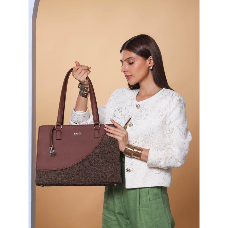 ZOUK Printed Structured Tote Bag