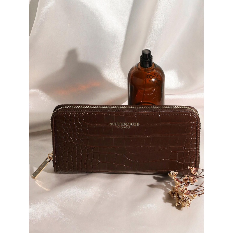 Accessorize Women Textured Zip Around Wallet