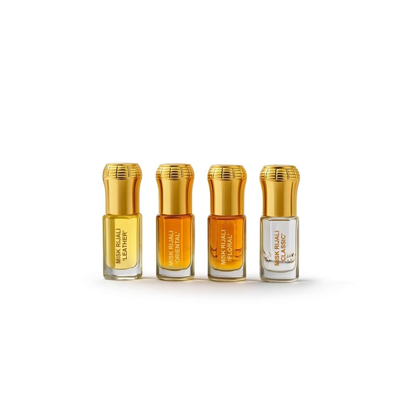 Ajmal Set Of 4 Misk Rijali Leather- Oriental- Floral- Classic Eau De Parfum- 3 ml Each
