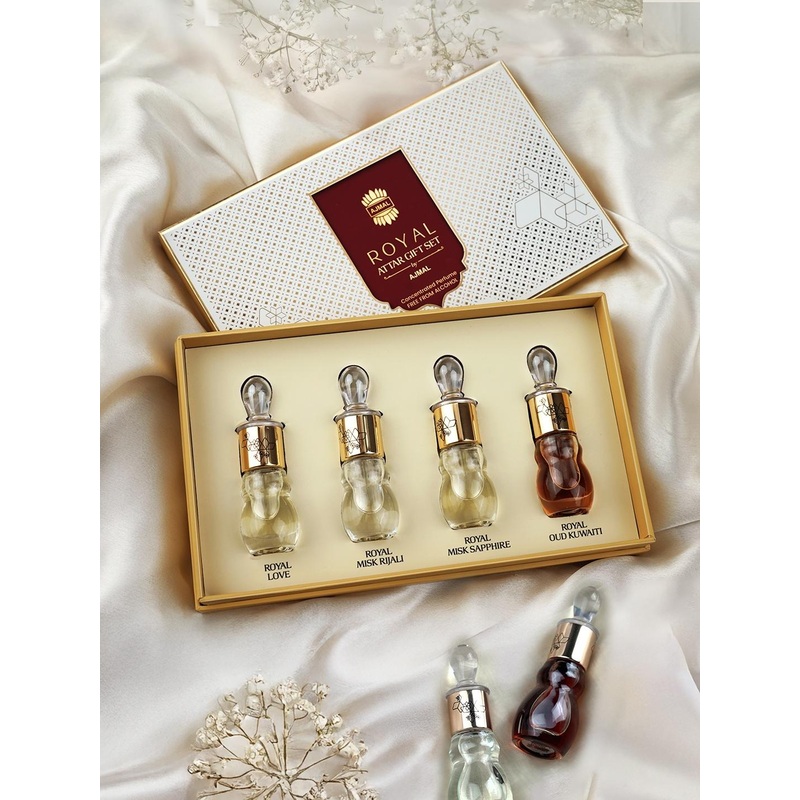 Ajmal Unisex Royal Attar Gift set Long Lasting Perfume – 4x20ml – Soft Musky Scent