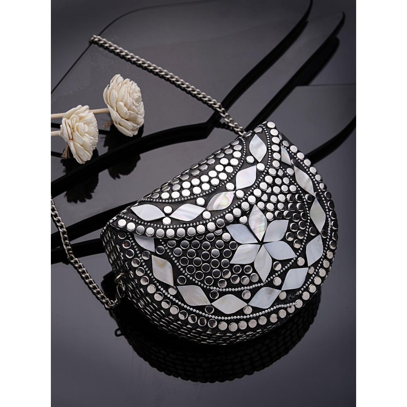 Anekaant Embellished Half Moon Clutch