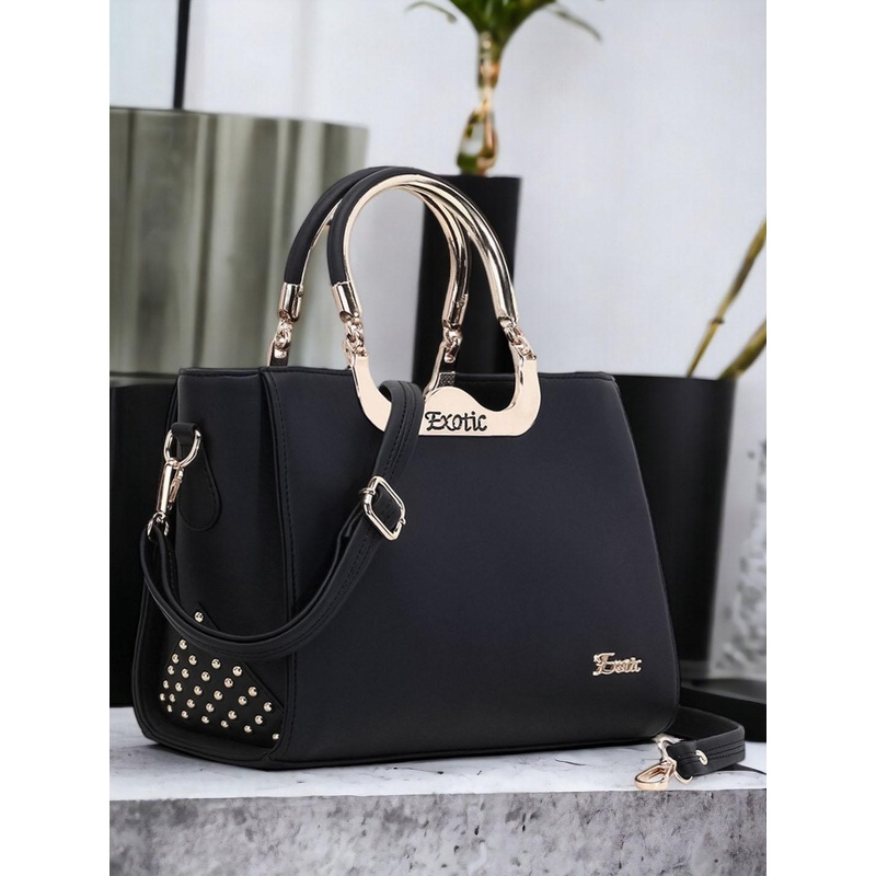 Exotic Black Structured Handheld Bag