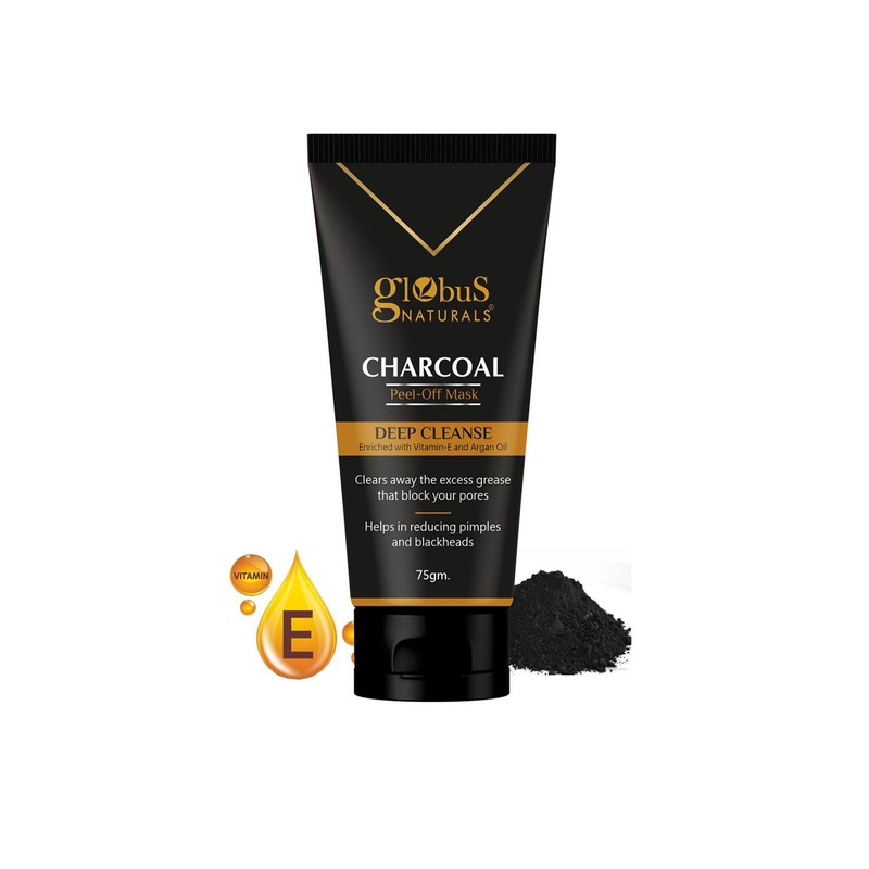 Globus naturals Charcoal Peel Off Mask For Deep Cleanse With Vitamin E & Argan Oil-75g