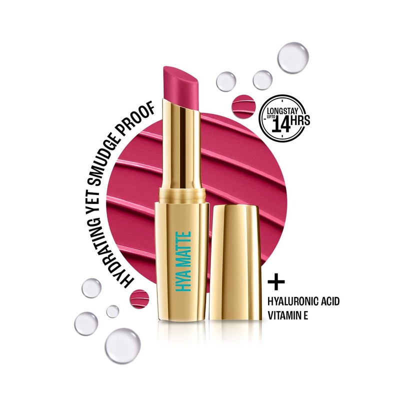 Lakme 9to5 Hya Matte Hydrating Smudgeproof Lipstick Lasts 14Hr 3.6g – Hustling Pink BM5