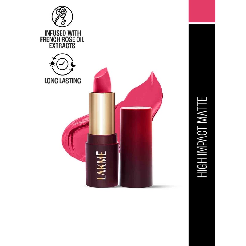 Lakme Forever Matte Long Lasting Lipstick With French Rose Oil Ext 4.5g – Pink Prom CP2