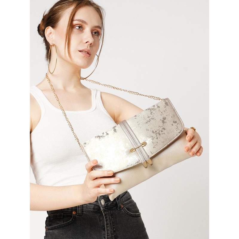 Lavie Chirpy Women Gold-Toned Chirpy Envelope Clutch