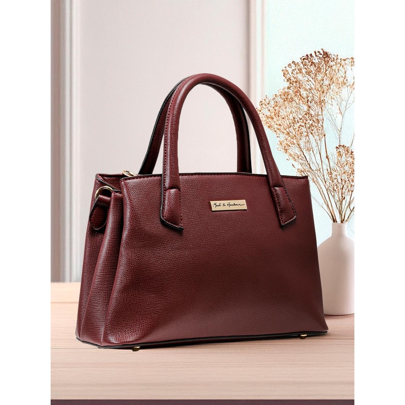 Mast & Harbour Burgundy Solid Handheld Bag