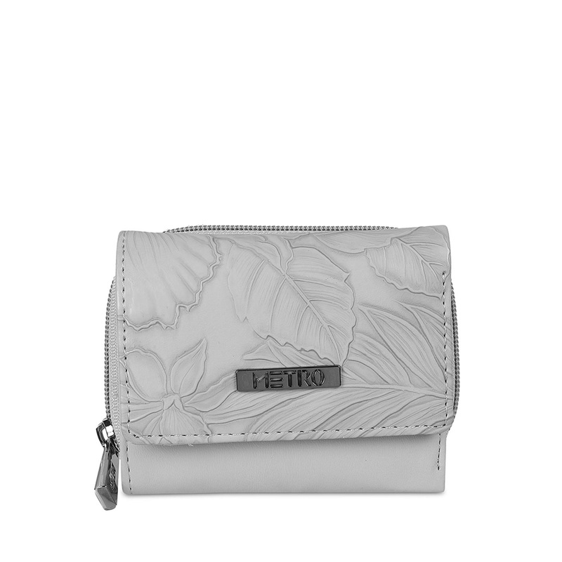 Metro Women Floral Textured Zip Around Wallet