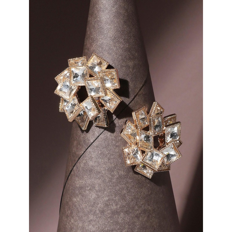 SOHI Gold-Plated Studs Earrings