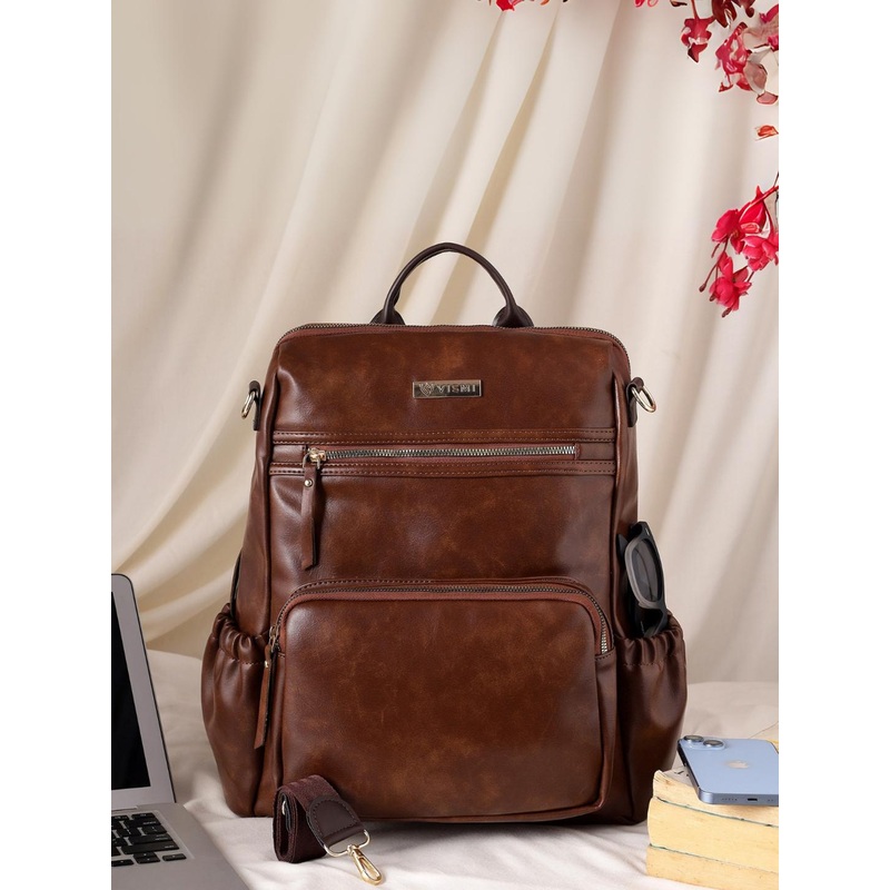 VISMIINTREND Women Office Brown Leather 15\