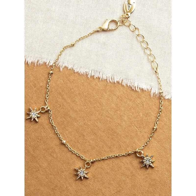 Accessorize Metal Stone Studded Charm Bracelet