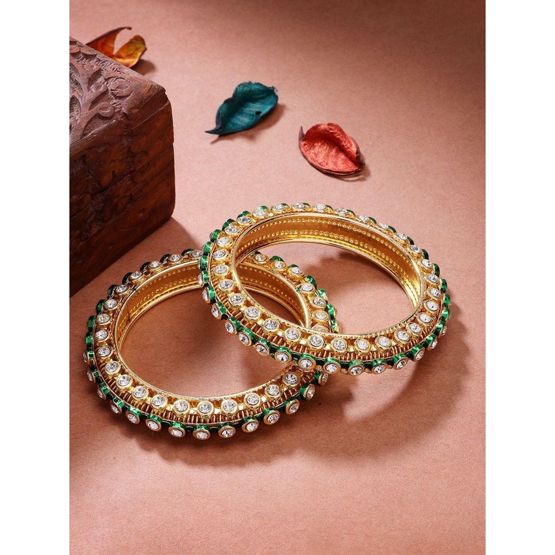 Anouk Set Of 2 Gold-Plated Kundan-Studded Bangles