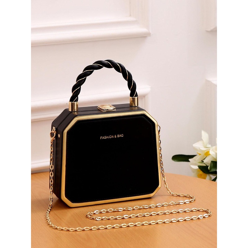 Diva Dale PU Buckle Detail Structured Sling Bag