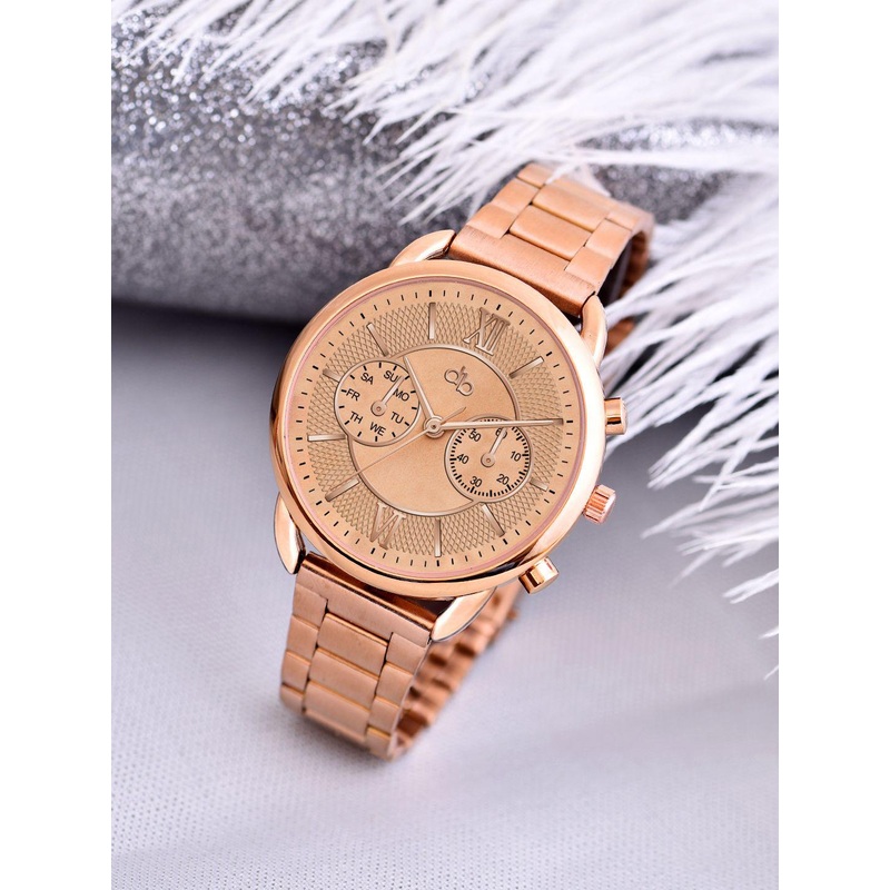 DressBerry Women Dial & Stainless Steel Bracelet Style Straps Analogue Watch HOBDB-273-RG