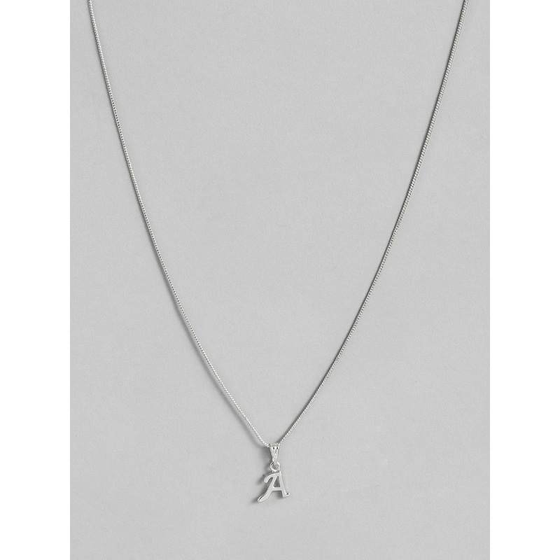 Estele Rhodium-Plated Initial A Pendant With Chain