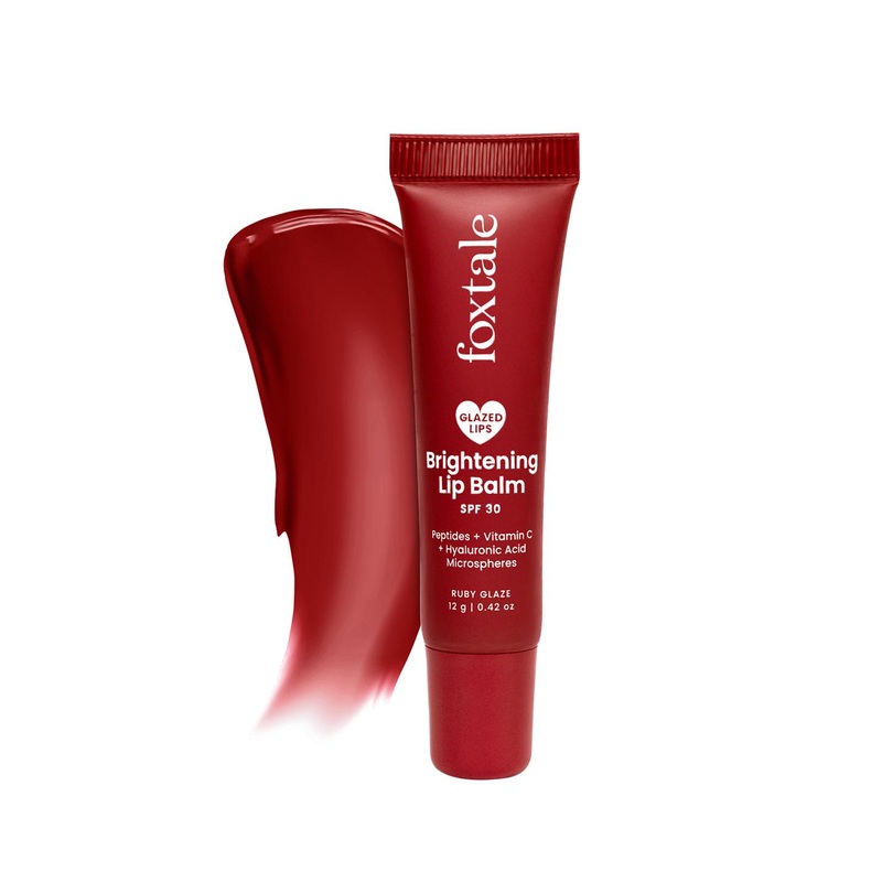 FoxTale SPF 30 Brightening Lip Balm with Peptides & Vit C – Ruby Glaze – 12 g