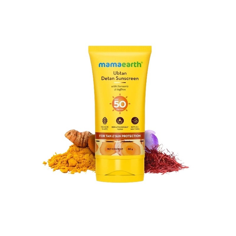 Mamaearth Ubtan Detan Sunscreen With Turmeric & Saffron SPF 50 & PA++++  – 50g