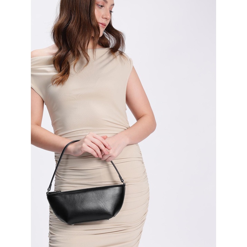 MANGO Faux Leather Structured Shoulder Bag