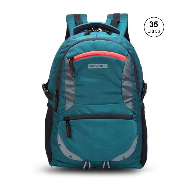 Provogue Unisex Sea Green & Black Backpack with Rain Cover 31L