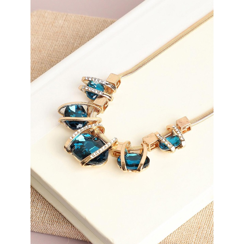SOHI Gold-Toned & Blue Gold-Plated Necklace
