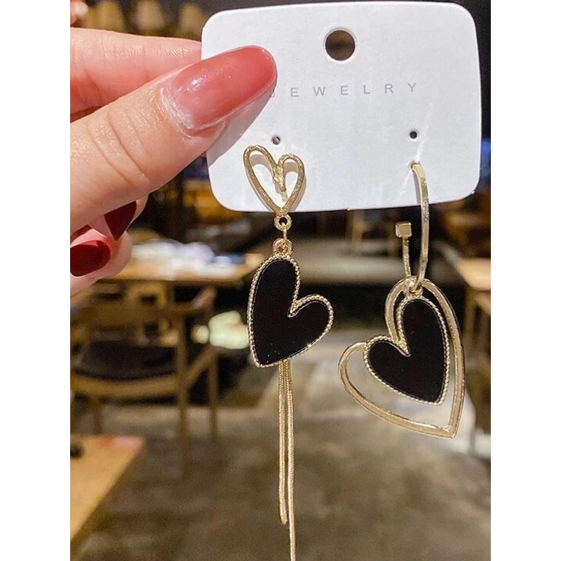 AKISON JEWELS Heart Shaped Drop Earrings