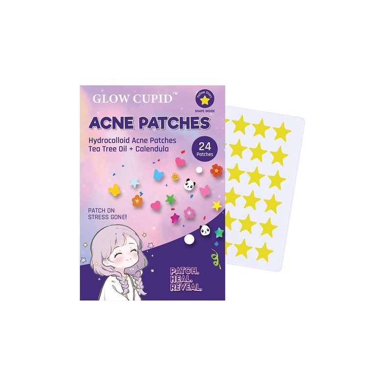 GLOW CUPID Yellow Star Shape Acne Pimple Patch With Tea Tree Oil & Calendula  – 24 Patches