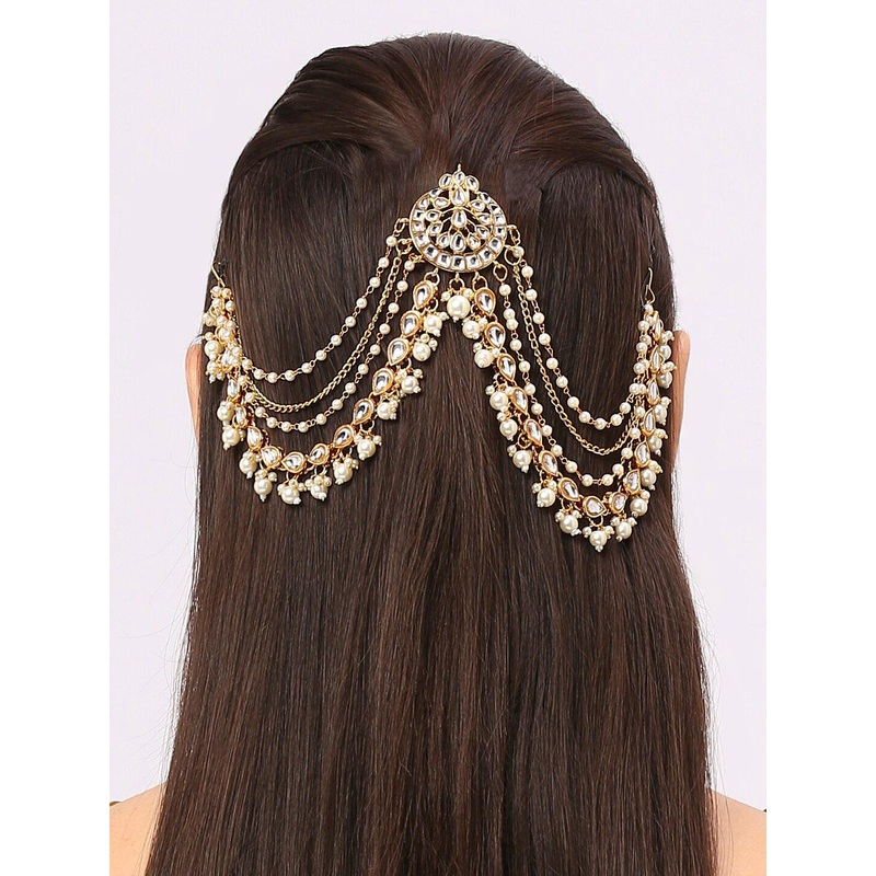 OOMPH Kundan-Studded & Beaded Sheeshphool