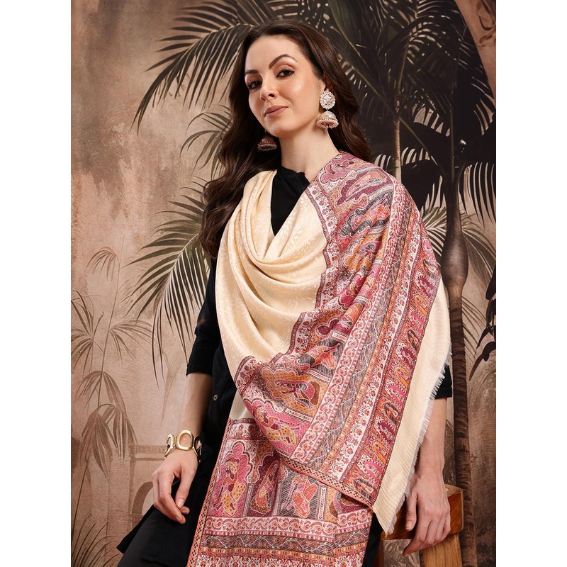 Sangria Women Floral Woven Design Stole