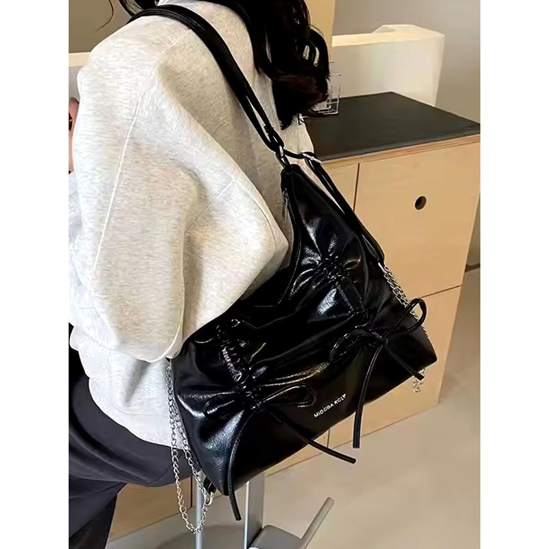 StyleCast Checked Structured Sling Bag with Bow Detail