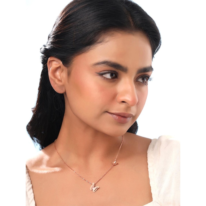 Yellow Chimes Stainless Steel Rose Gold Plated Charm Pendant With Chain