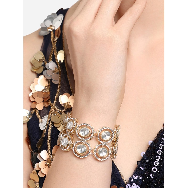Zaveri Pearls Gold-Plated Double Layered Wraparound Bracelet