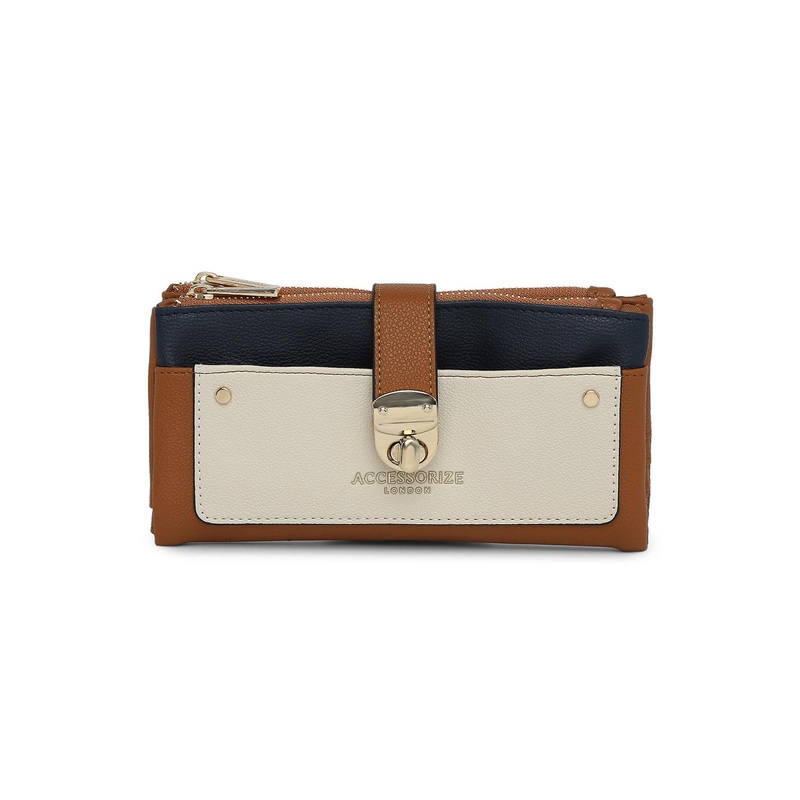 Accessorize Women White & Black Colourblocked Two Fold Wallet