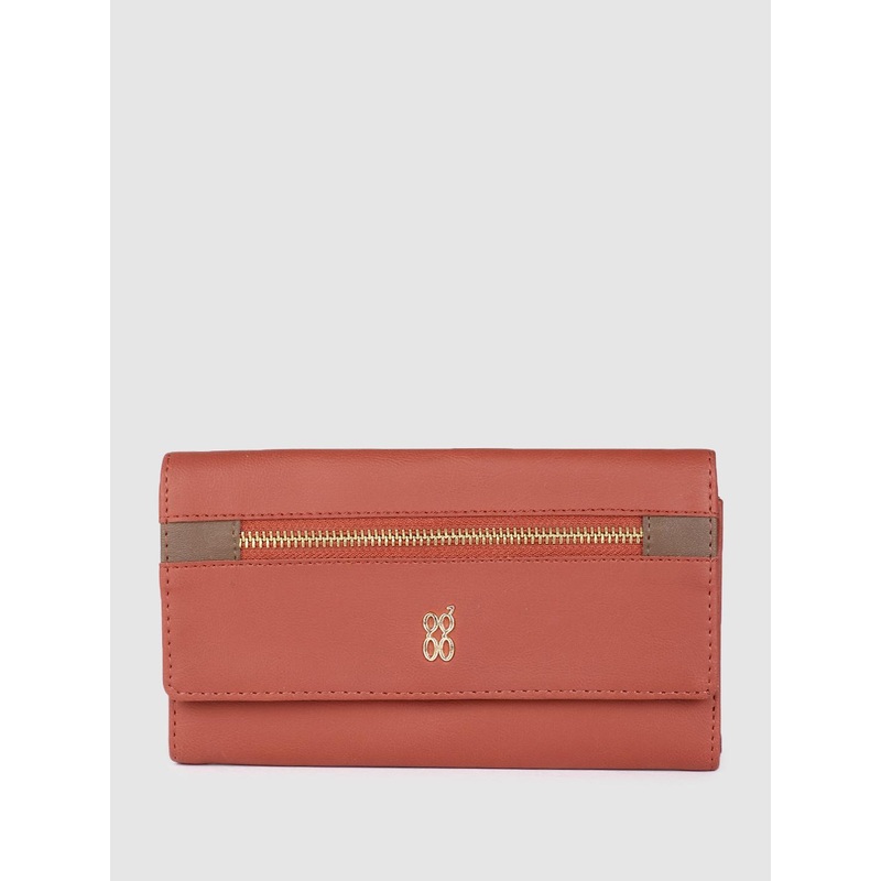 Baggit Women Solid Zip Detail Three Fold Wallet