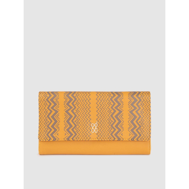 Baggit Women Yellow Geometric Printed Three Fold Wallet
