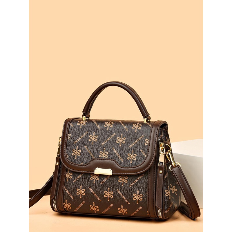 Diva Dale Floral Printed PU Bowling Satchel