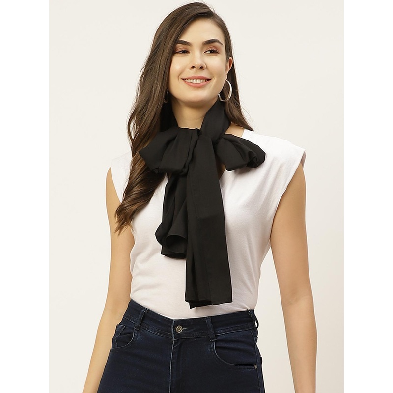 DressBerry Women Black Solid Scarf
