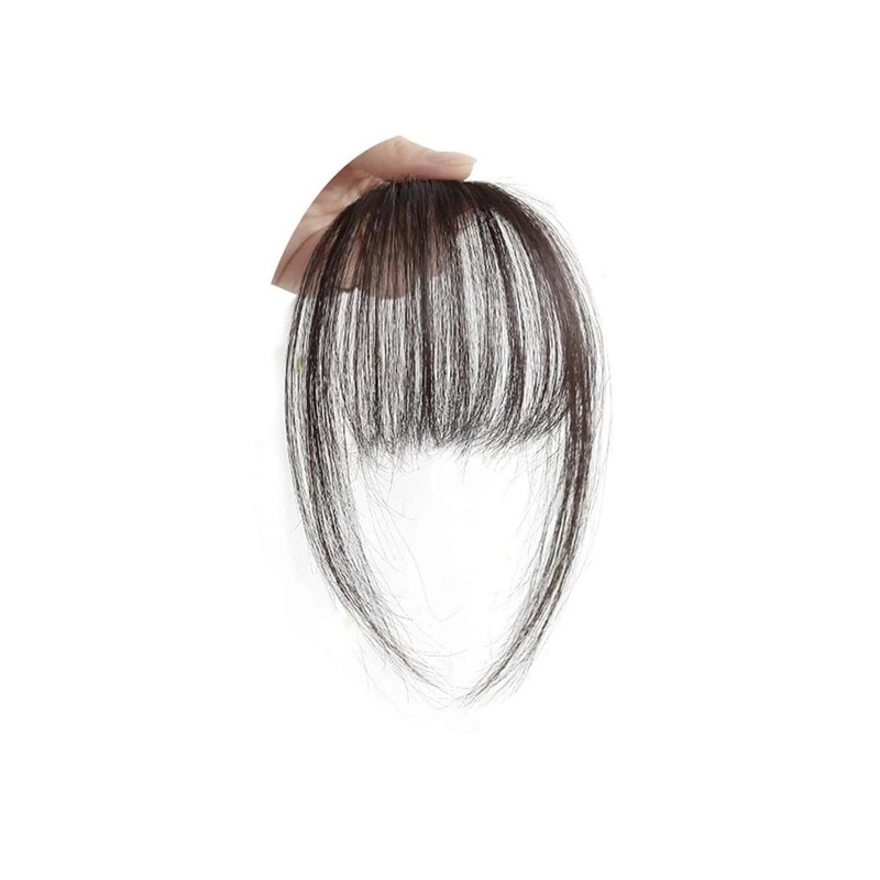 FIMBUL Human Hair Clip-On Short Air Bangs Fringe Hair Extensions – Black 15
