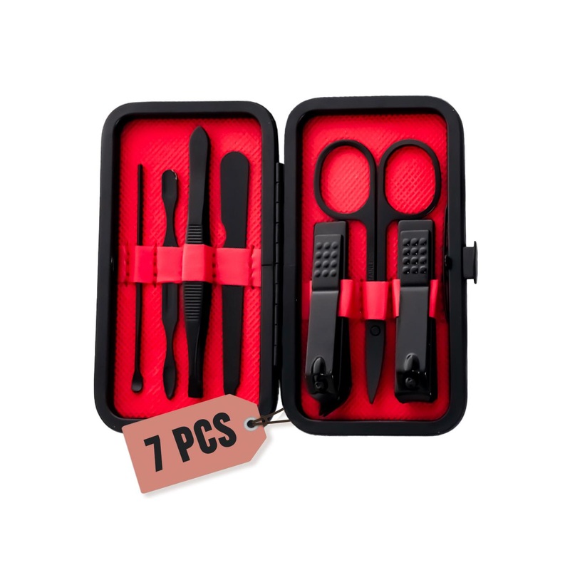 Gleva Set Of 7 Nail Clipper, Nail File, Nail Cleaner, Eyebrow Tweezer, Scissor & Ear Pick