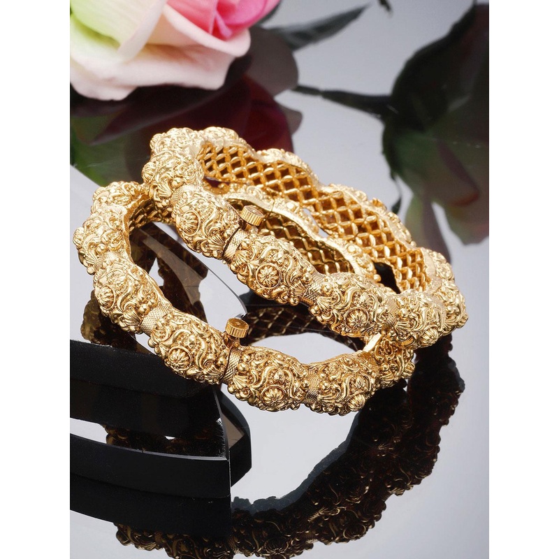 KARATCART Women Gold- Plated Temple Bangles