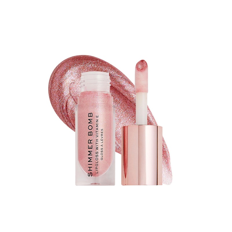 Makeup Revolution London Shimmer Bomb Lip Gloss with Vitamin E 4.5 ml – Glimmer Nude