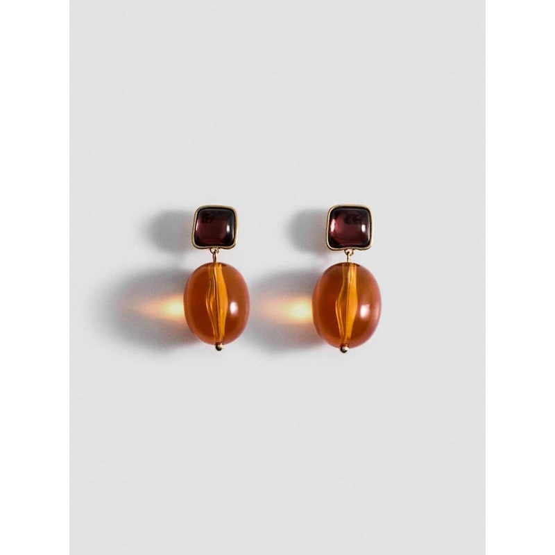 MANGO Oval Shaped Beads Studed Drop Earrings