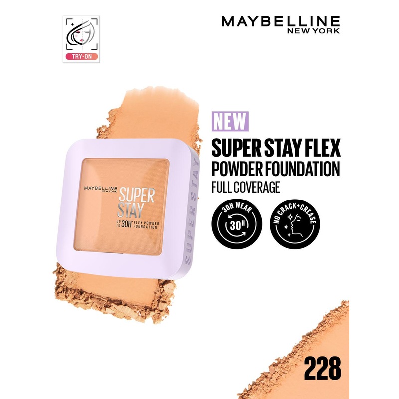 Maybelline New York Super Stay Flex 30H Wear Powder Foundation Compact for Oily Skin – 228