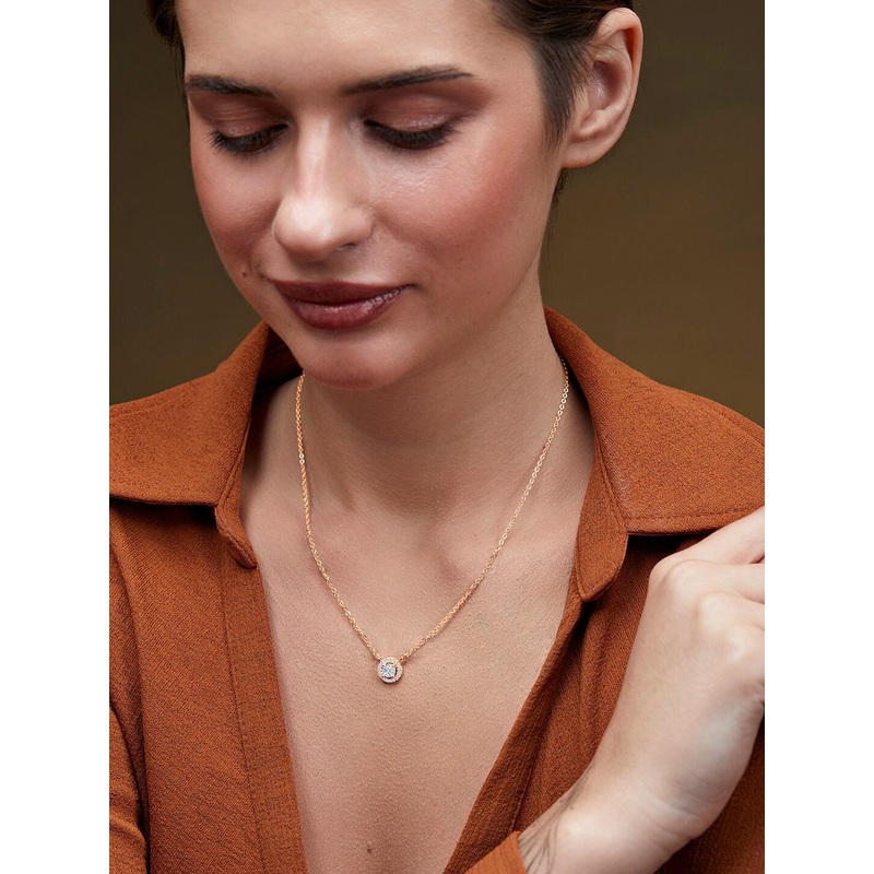 MINUTIAE Brass Gold-Plated Stones Studded Necklace