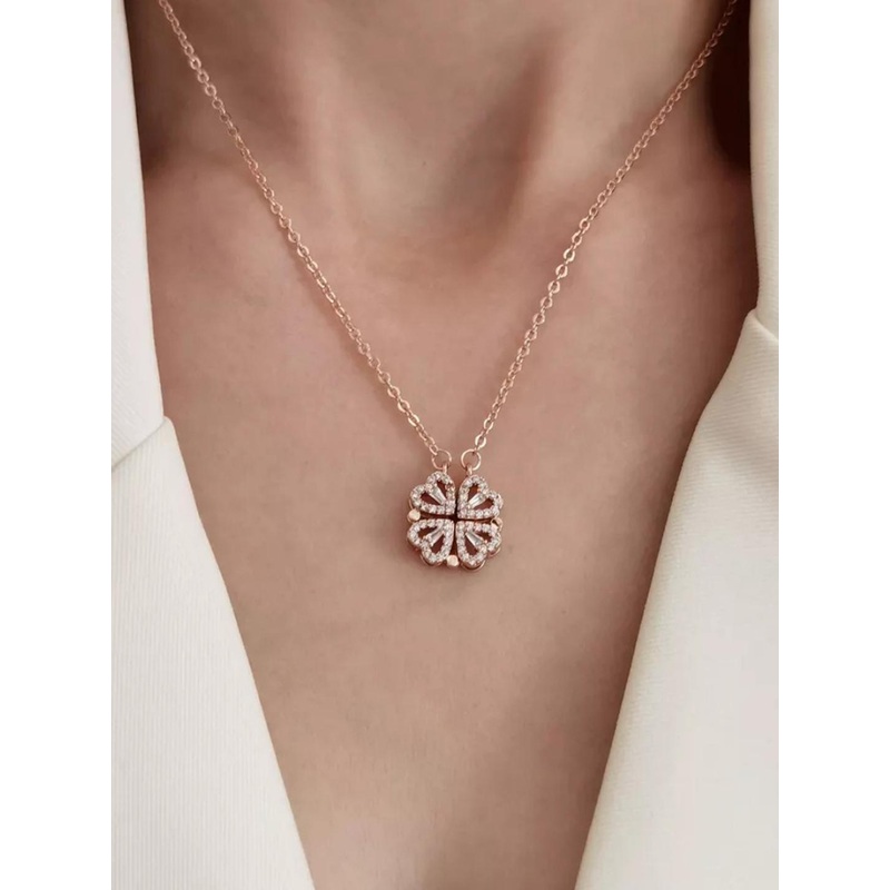 SALTY 2-Way Multi Wearing Magnetic Heart Clover Necklace for Women