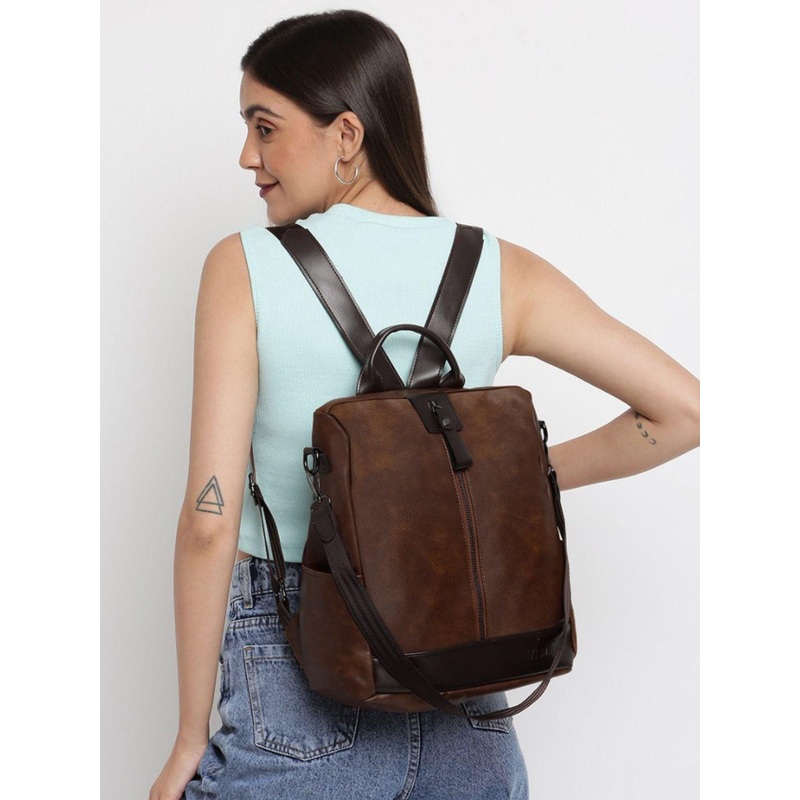 VISMIINTREND Women PU Leather Casual Backpack