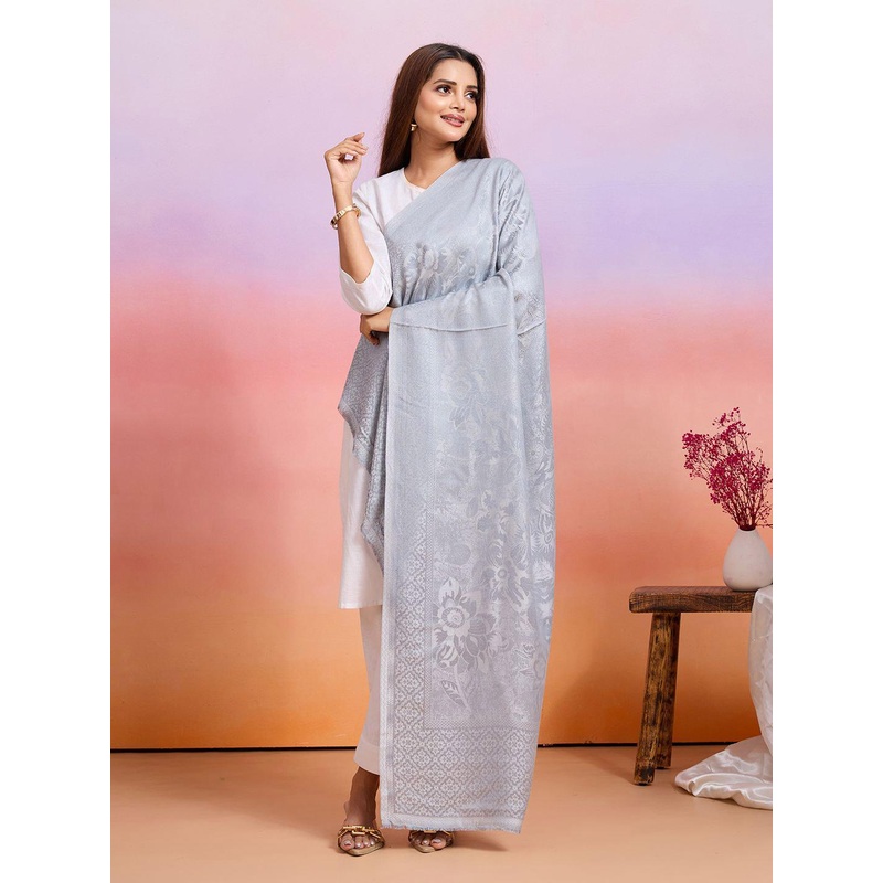 WEAVERS VILLA Women Floral Printed Stole Has Fringed Border